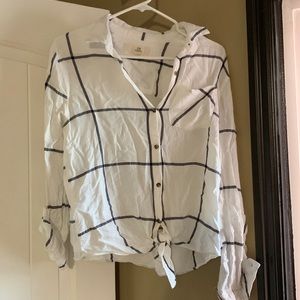 Thread and Supply White Button Up Crop